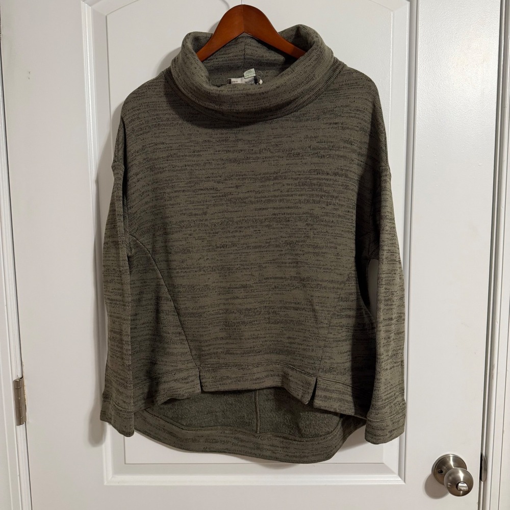 Anthropologie Saturday Sunday Cowl Neck Space Dye Sweatshirt Olive Green Small